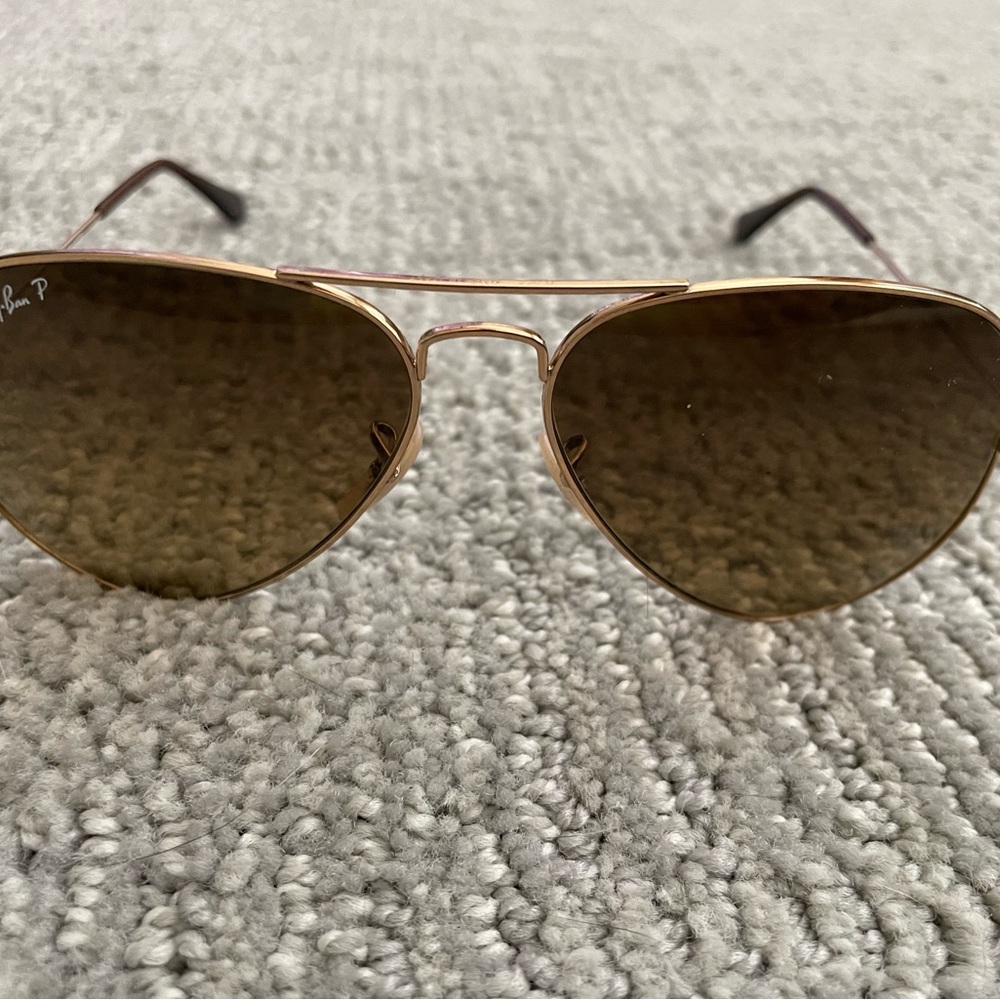 Ray-Ban Gold Frame Sunglasses with Dark Lenses